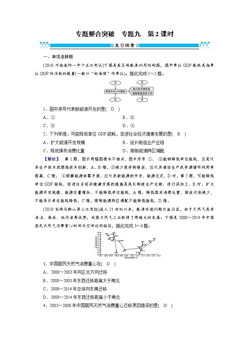 2019届  大二轮复习精品文档：专题九　区域可持续发展 第2课时 作业（全国通用）  Word版含答案01
