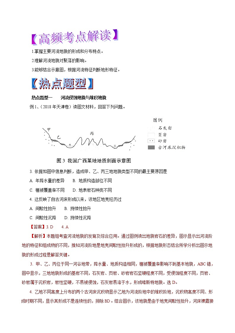 2019届  二轮复习  专题15 河流地貌的发育-2019年高考地理热点题型和提分秘籍（教学案）（全国通用） Word版含解析01