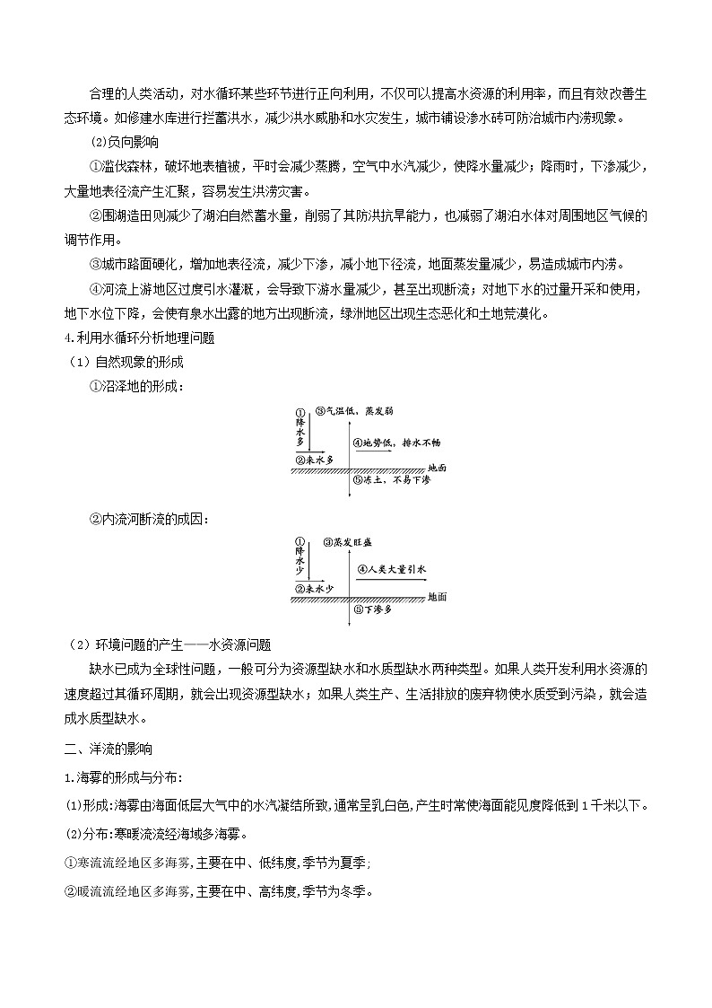 2019届  二轮复习 微专题3.1 水循环  学案 （全国通用） Word版含解析02