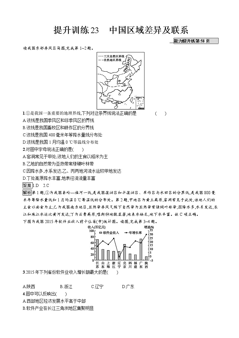 2019版地理浙江选考大二轮复习作业：专题八 区域地理环境与人类活动 提升训练23（通用版）01