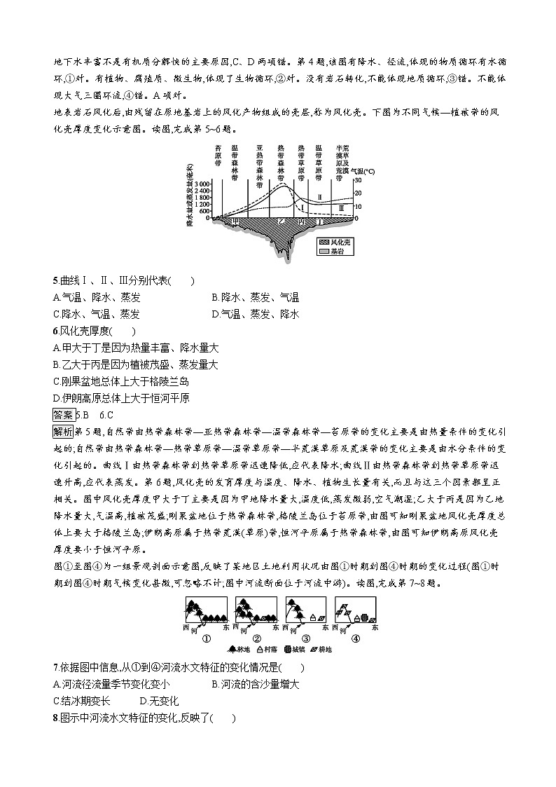 2019版地理浙江选考大二轮复习作业：专题五 自然地理环境的整体性与差异性 提升训练14自然地理环境的整体性（浙江版）02