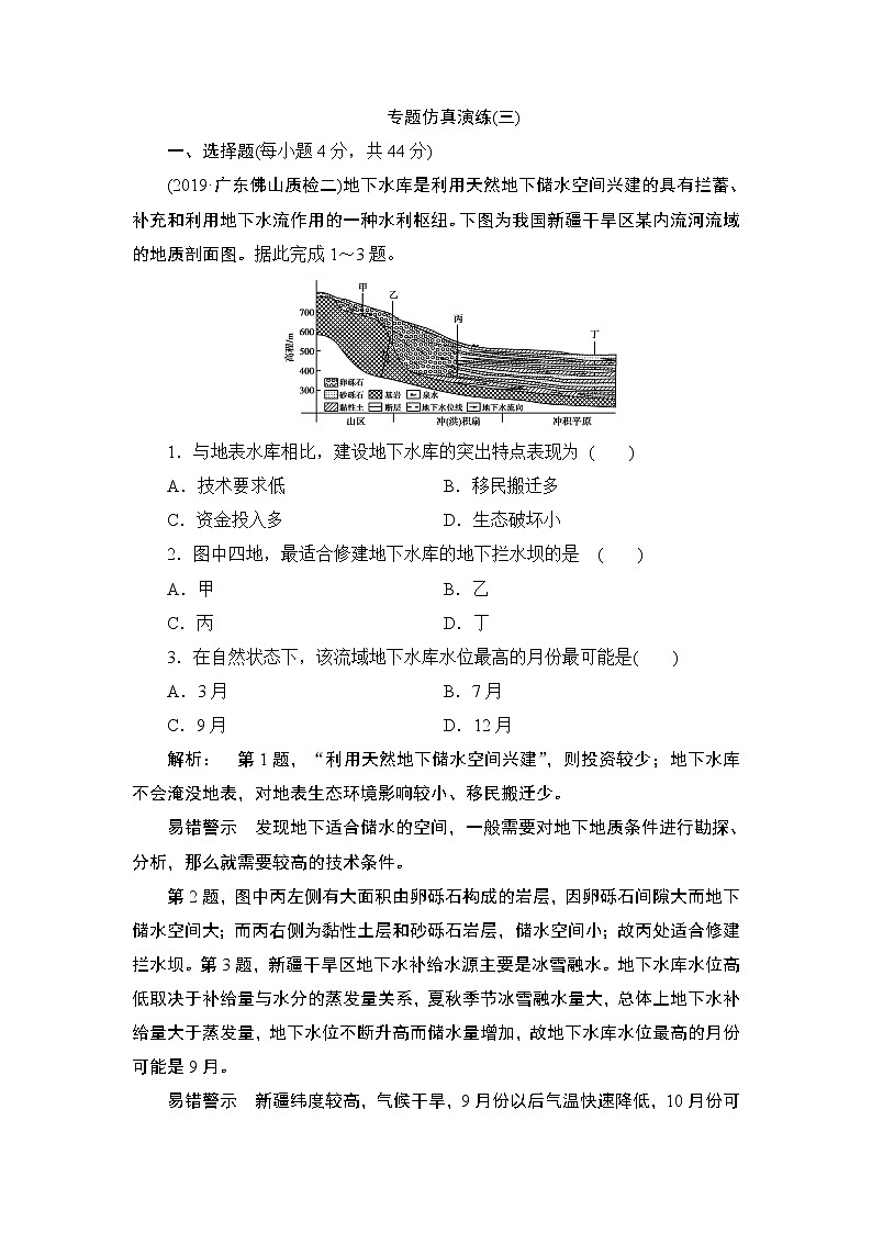 2020届二轮 专题三 水体的运动鼓励 仿真演练01