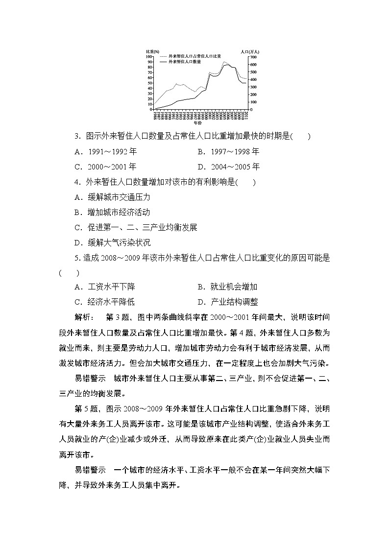 2020届二轮 专题六 人口、城市与交通 仿真演练02
