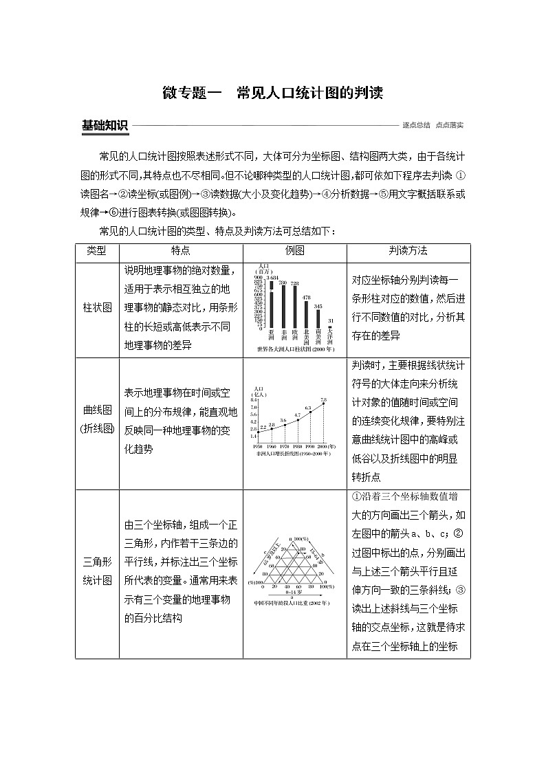 2020届高考地理二轮复习教案：人口的变化 微专题一第1页
