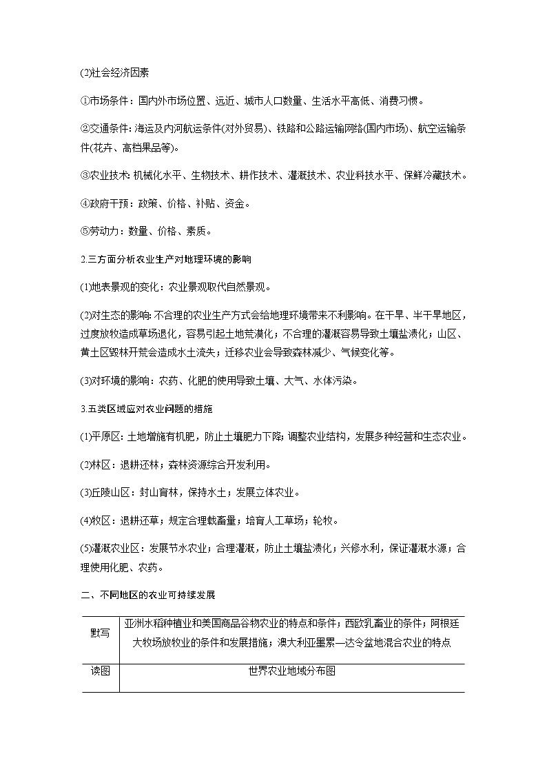 2020届《考前三个月》二轮复习教案：专题七　农业区位与区域农业可持续发展02