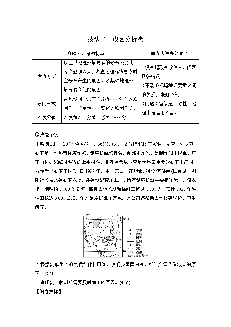 2020届《创新设计》高考地理二轮复习：技法二 成因分析类 试卷01