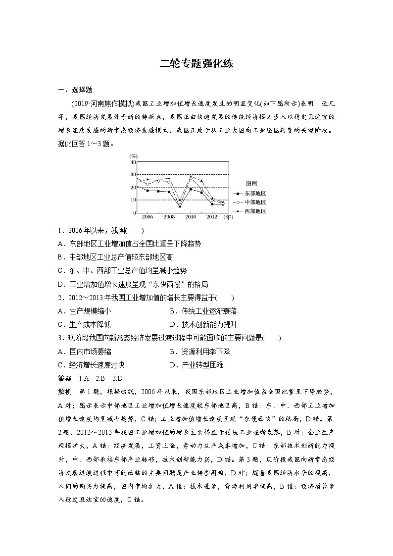 2020届《步步高》大二轮复习专题训练：专题八  工业生产活动01