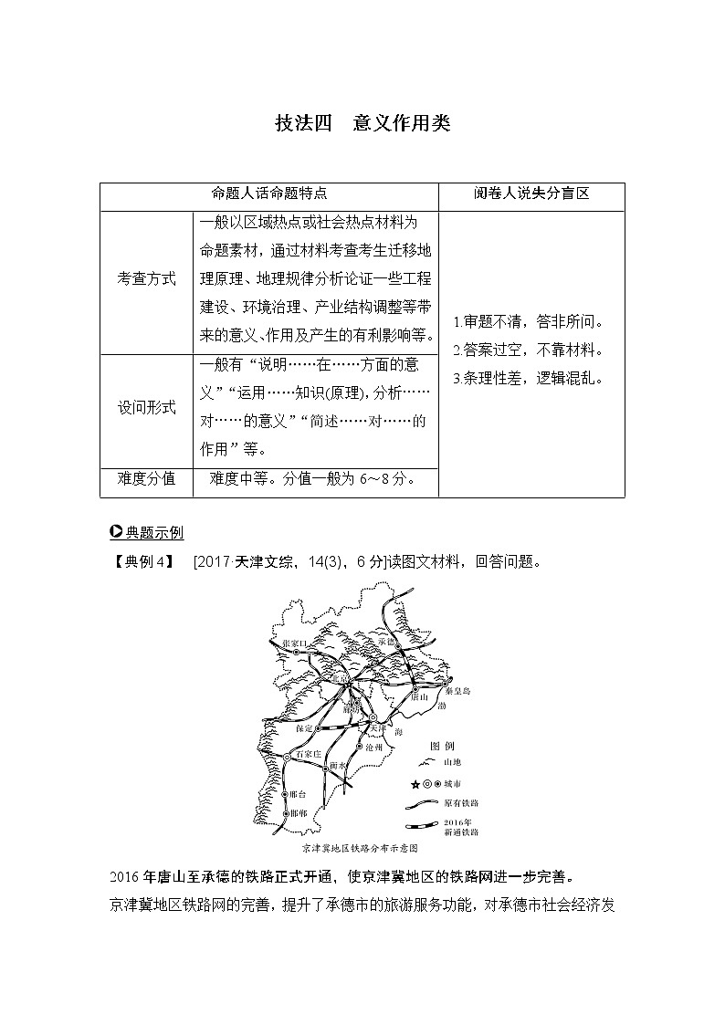 2020届《创新设计》高考地理二轮复习：技法四 意义作用类 试卷01