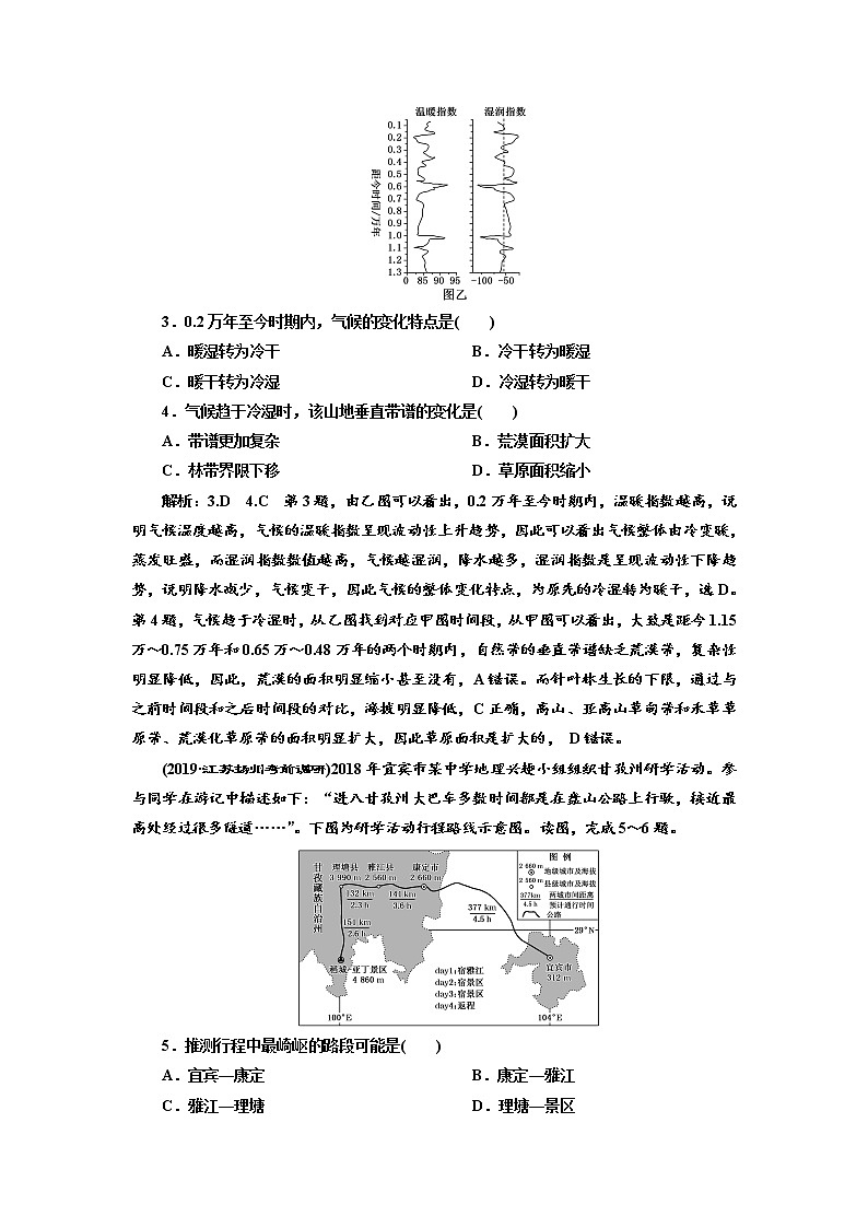 2020高考地理微专题突破 专题过关检测（十一） 自然环境与人类活动 （通用）  作业 Word版含解析02