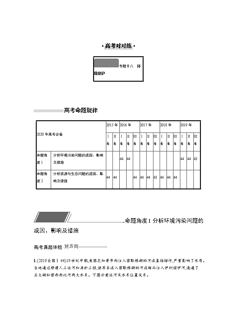 2020届  通用版 二轮对对练：专题十八环境保护 作业Word版含解析01