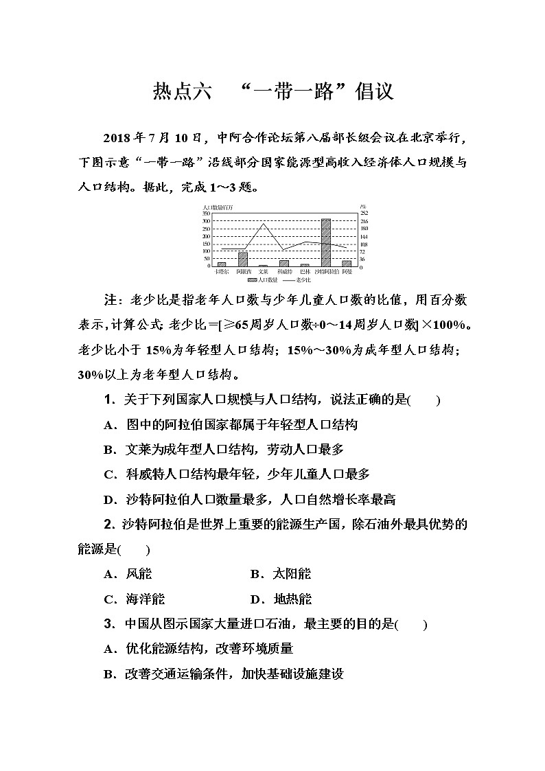 2020届  通用版 二轮专题复习与测试：高考热点抢分练 热点六　“一带一路”倡议  作业 Word版含解析01