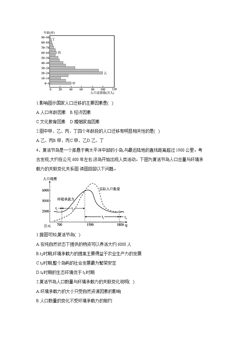 2020届  通用版 高考地理二轮复习专题强化：（六）人口的变化 作业 Word版含答案02