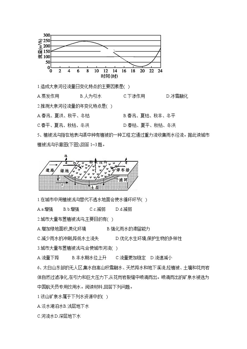 2020届  通用版 高考地理二轮复习专题强化：（三）地球上的水  作业 Word版含答案03