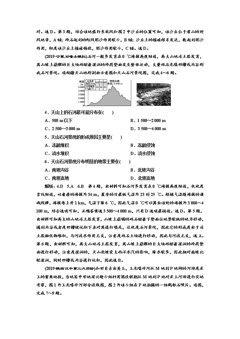 2020届 二轮复习 微专题突破   专题过关检测（九） 外力作用与地貌  （通用） 作业  Word版含解析02