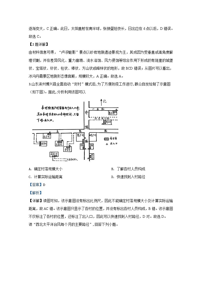 北京市西城区2020届高三高考一模地理试题第2页