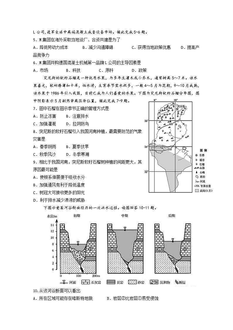 黑龙江省大庆实验中学2020届高三综合训练（四）文综-地理试题02