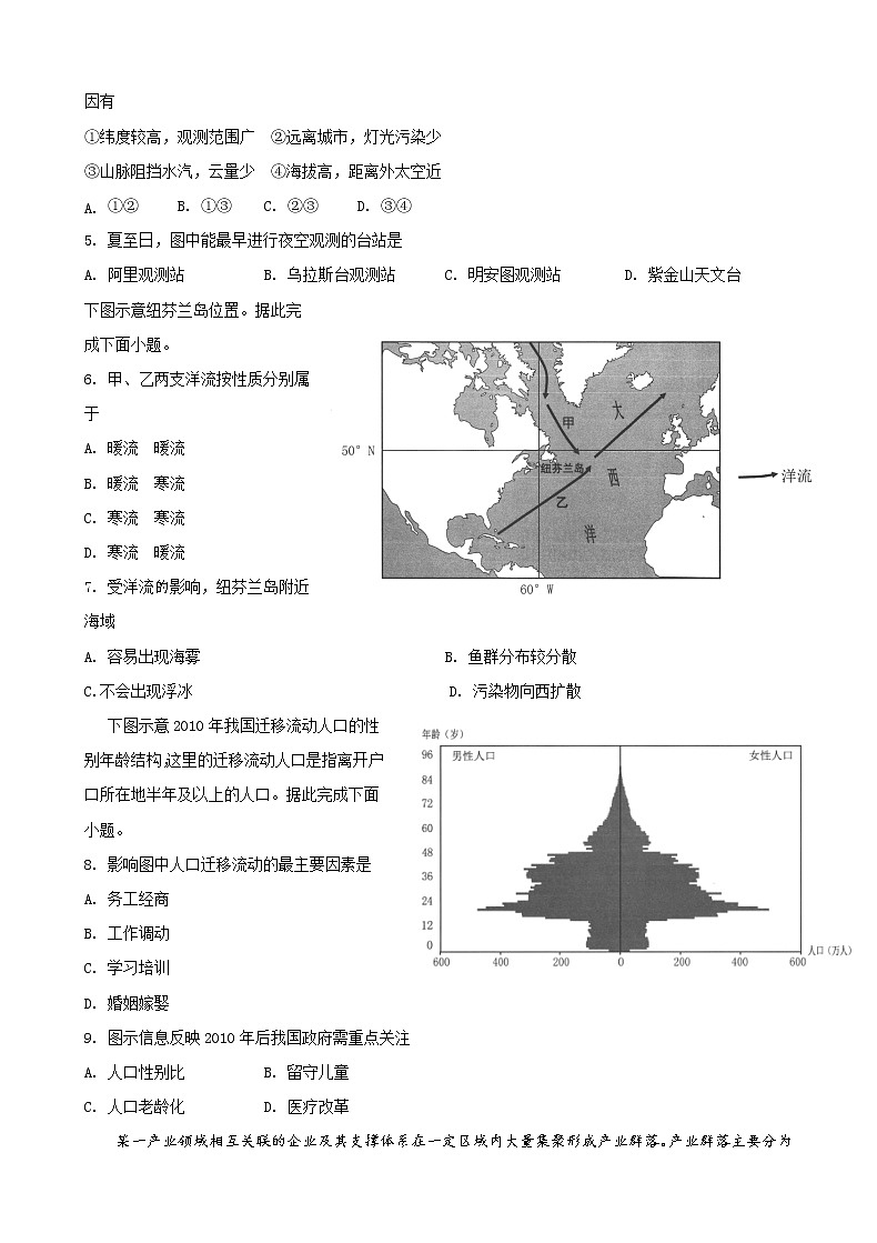山东省平邑县第一中学2020届高三下学期第六次调研考试地理试题02