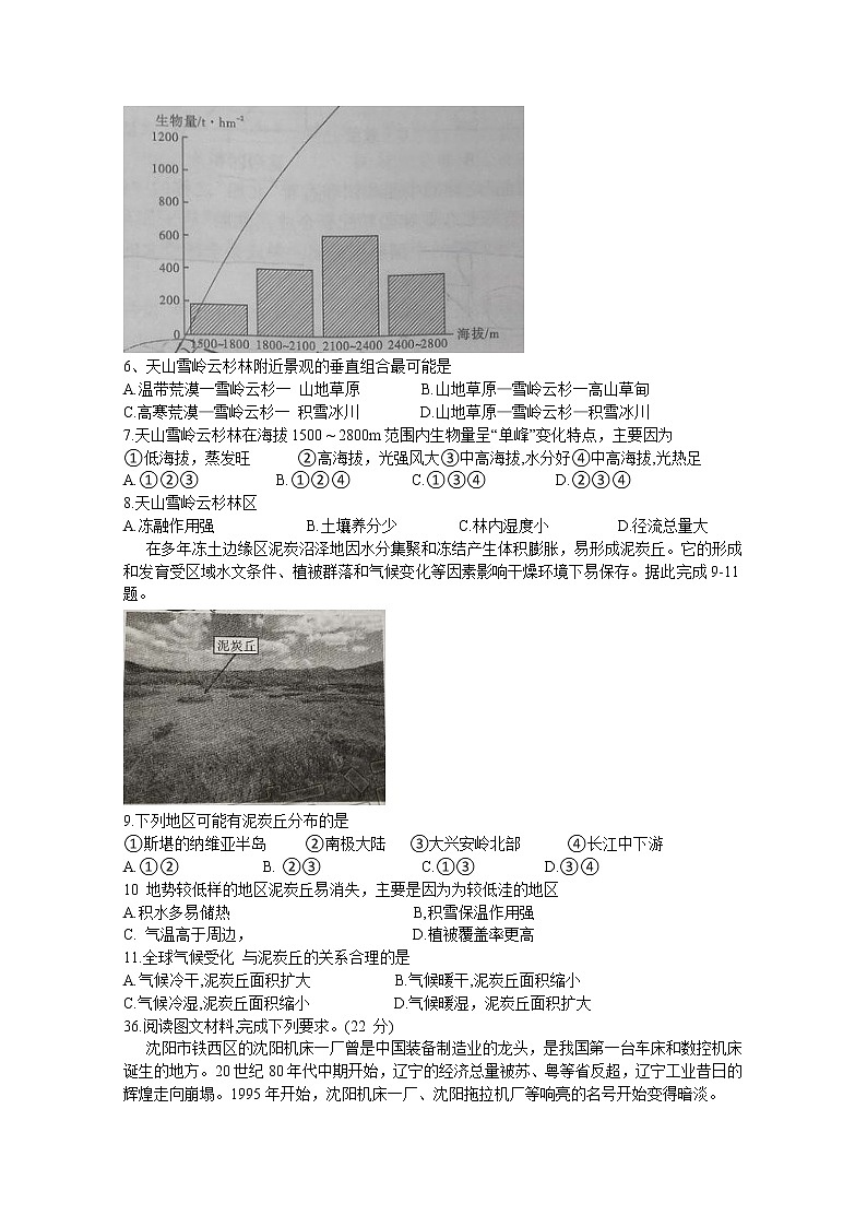 安徽省合肥一中2020届高三最后一卷文综地理试题02