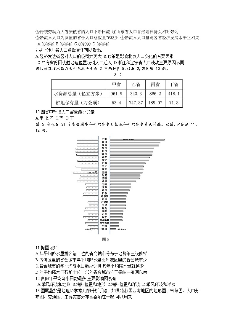 北京市丰台区2020届高三下学期综合练习（二）地理试题03