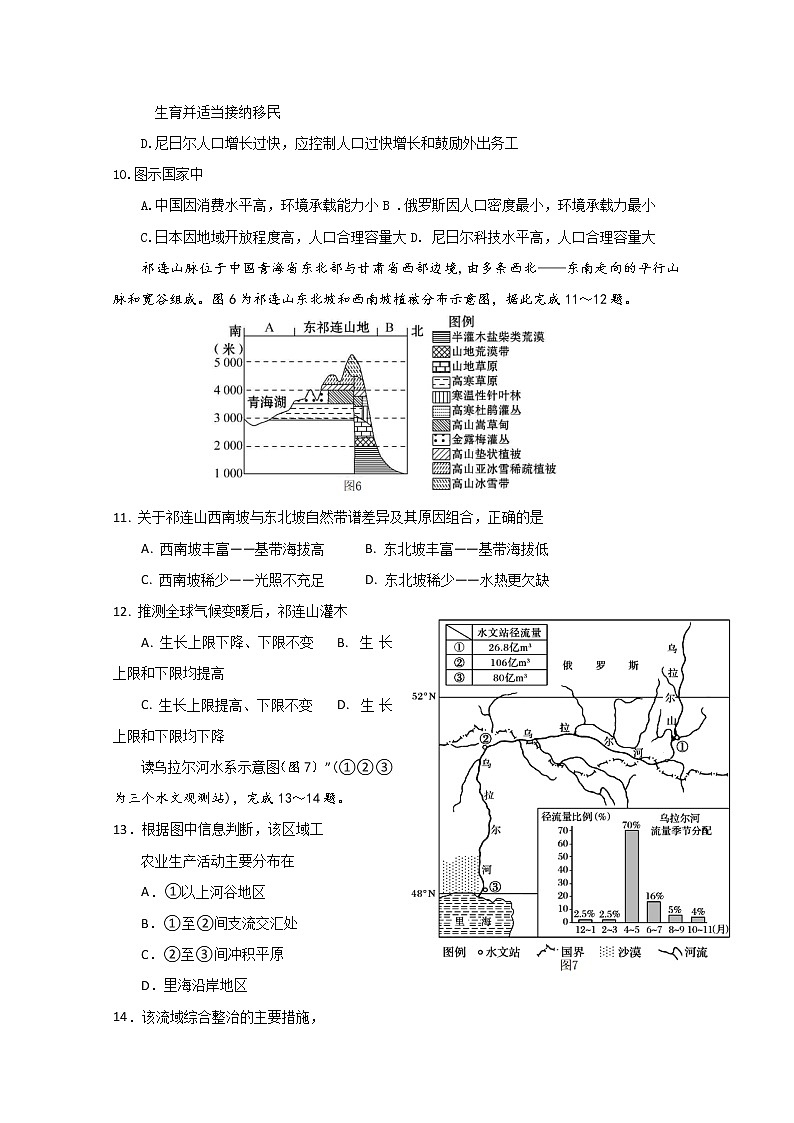 江苏省启东市2020届高三下学期阶段调研测试地理试题03