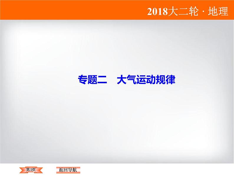 2018届《高考领航》二轮复习课件：1-2-1-1大气受热状况与气温第1页