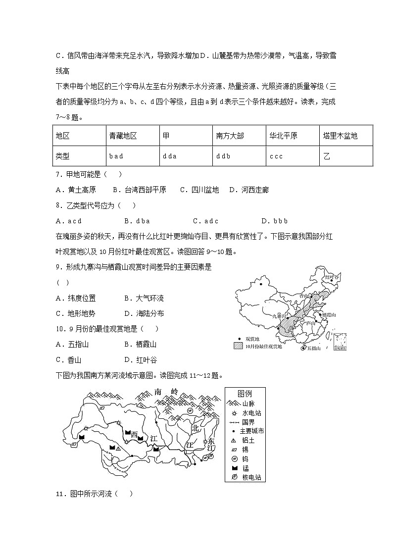 2018-2019学年新疆奎屯市第一高级中学高二下学期第二次月考地理试题 Word版第2页