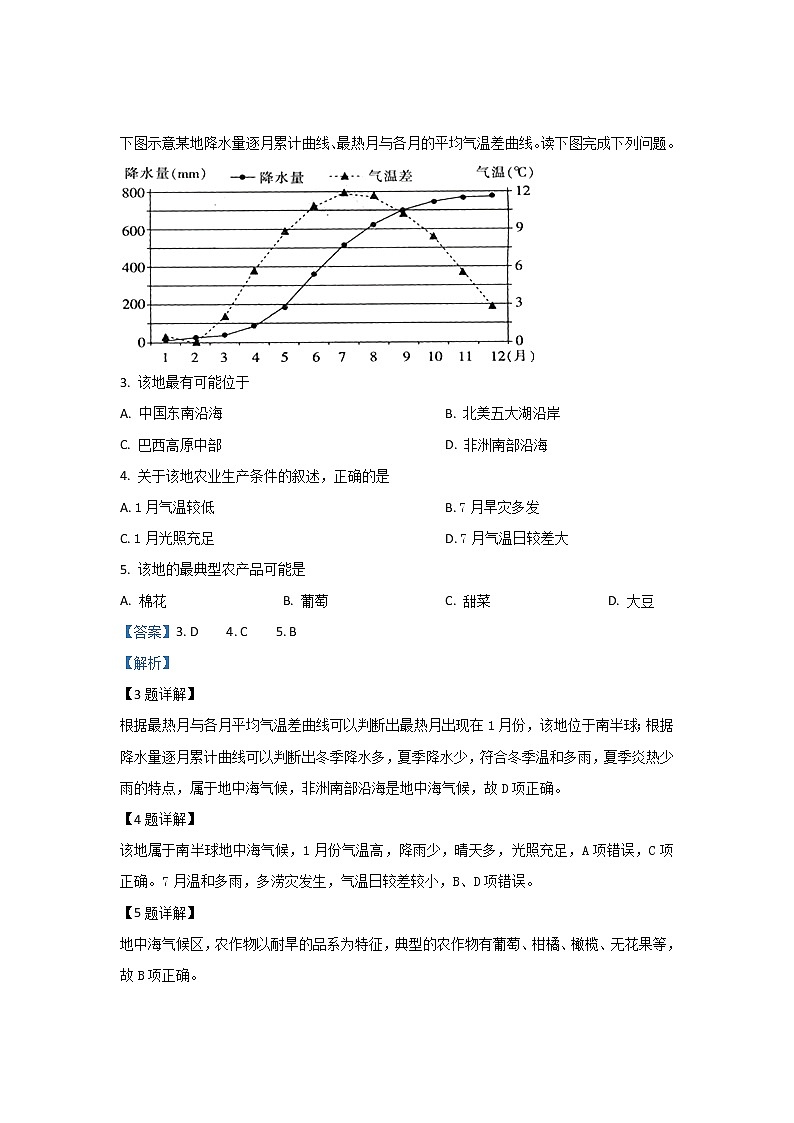 2018-2019学年新疆奎屯市第一高级中学高二下学期第一次月考地理试题 解析版第2页
