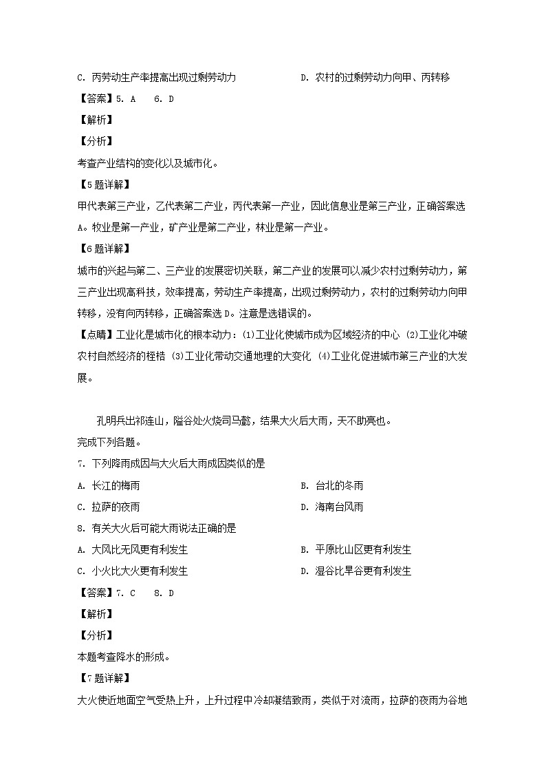 2018-2019学年浙江省东阳中学高二3月阶段性检测地理试题 解析版03