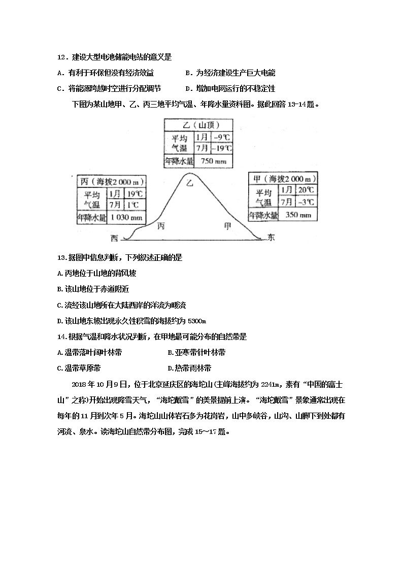 2018-2019学年山西省应县第一中学校高二月考八（6月月考）地理试题 Word版03