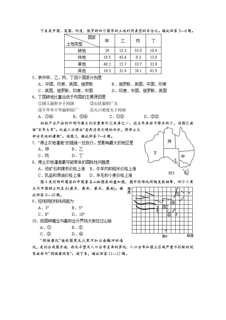 2018-2019学年山西省长治二中高二下学期第一次月考地理试题 Word版02