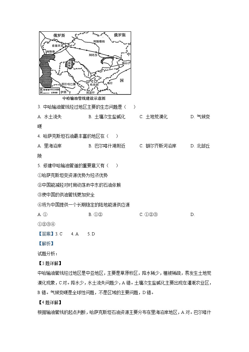 2018-2019学年陕西省榆林市第二中学高二下学期第一次月考地理试题 解析版02