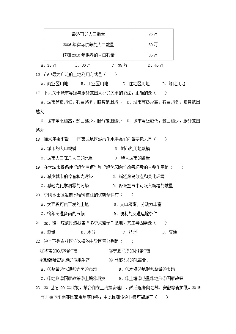 2018-2019学年陕西省城固县第一中学高二下学期开学考试地理试题 Word版03