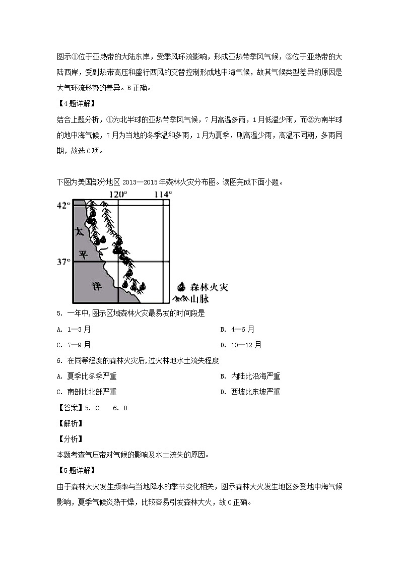 2018-2019学年四川省三台中学实验学校高二3月月考地理试题 解析版03