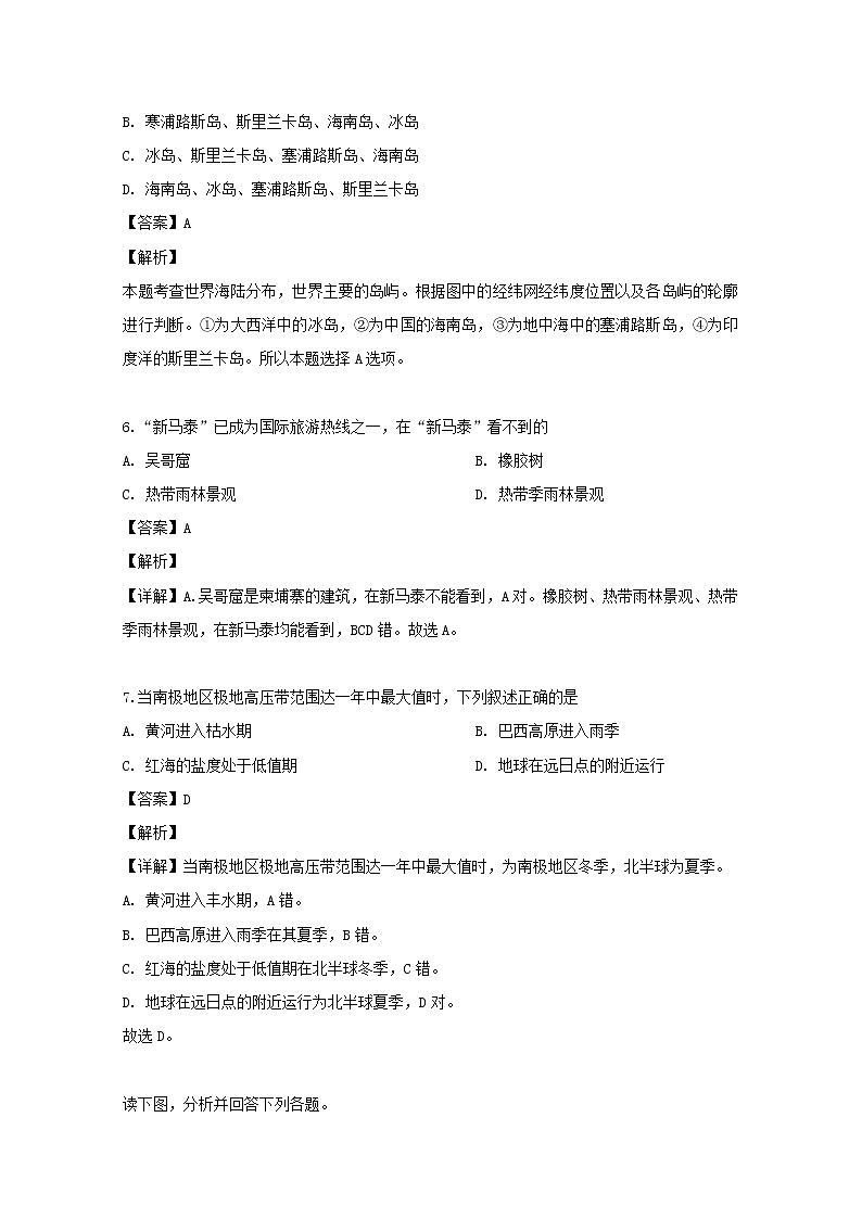 2018-2019学年湖北省汉川市第二中学高二3月月考地理试题 解析版03