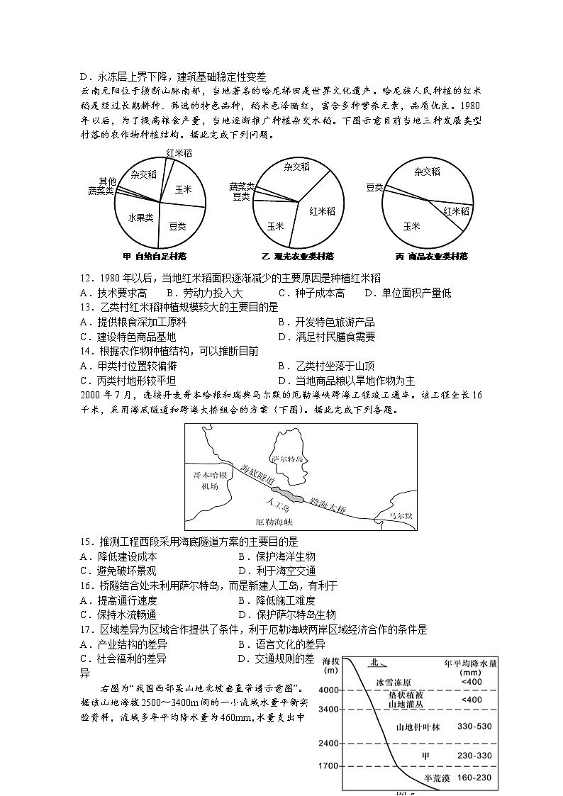2018-2019学年江西省宜春市上高二中高二下学期第二次月考试题 地理 Word版03
