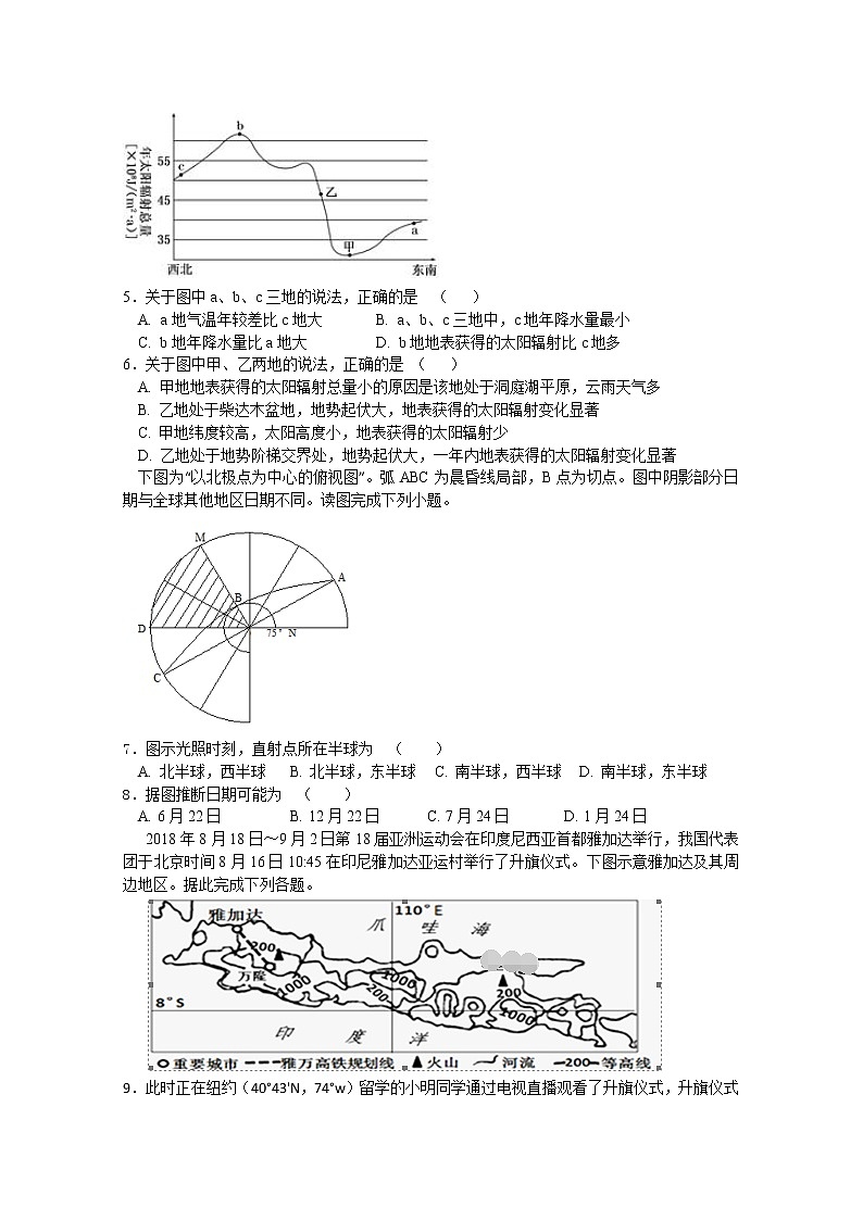 2018-2019学年河北省沧州市盐山中学高二6月月考地理试题 Word版02