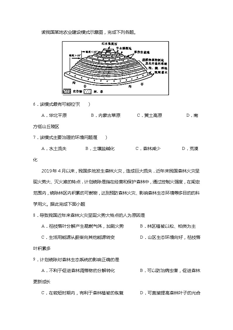 2018-2019学年河南省林州市第一中学高二5月月考地理试题 解析版03