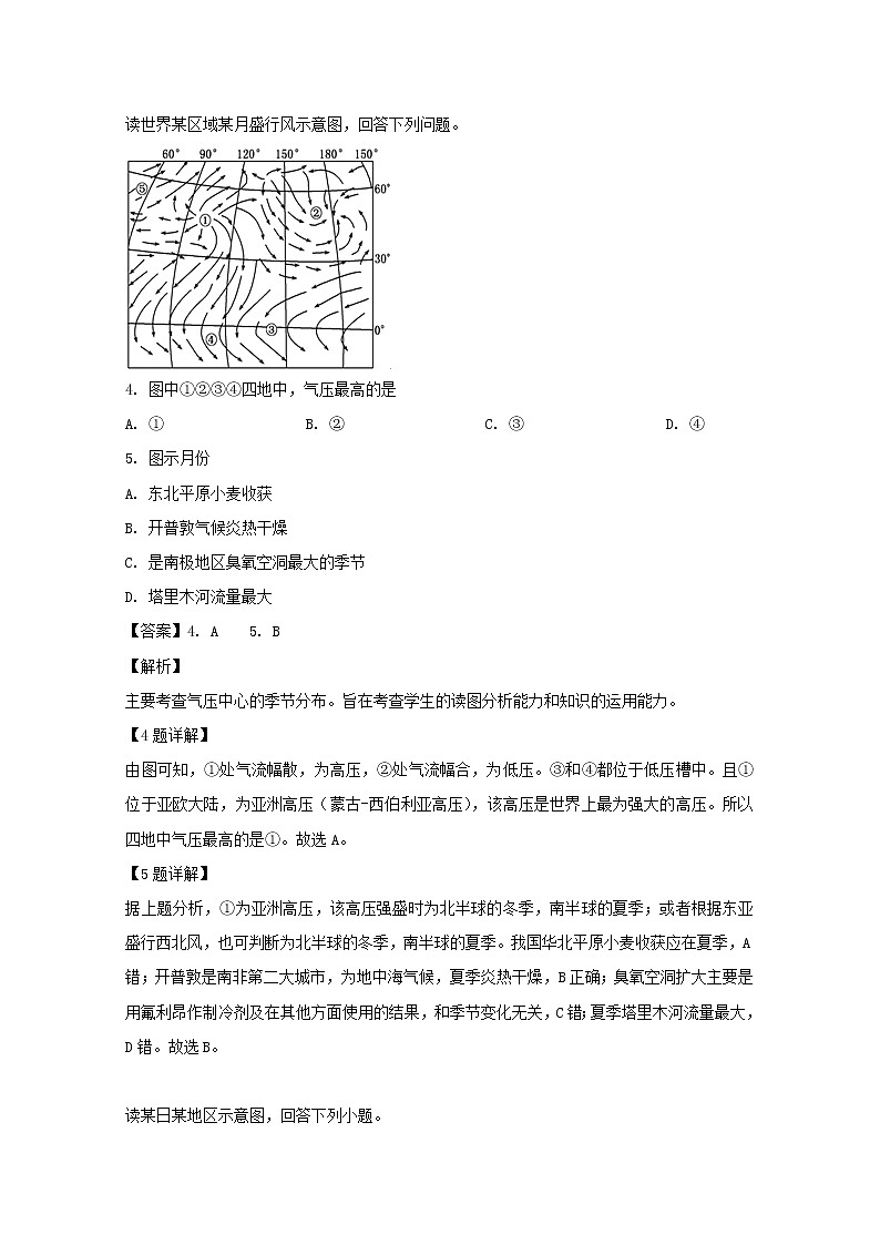 2018-2019学年黑龙江省大庆市第四中学高二下学期第二次月考地理试题 解析版03