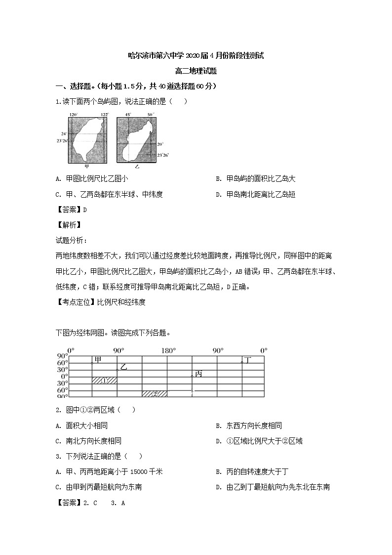 2018-2019学年黑龙江省哈尔滨市第六中学高二4月月考地理试题 解析版01