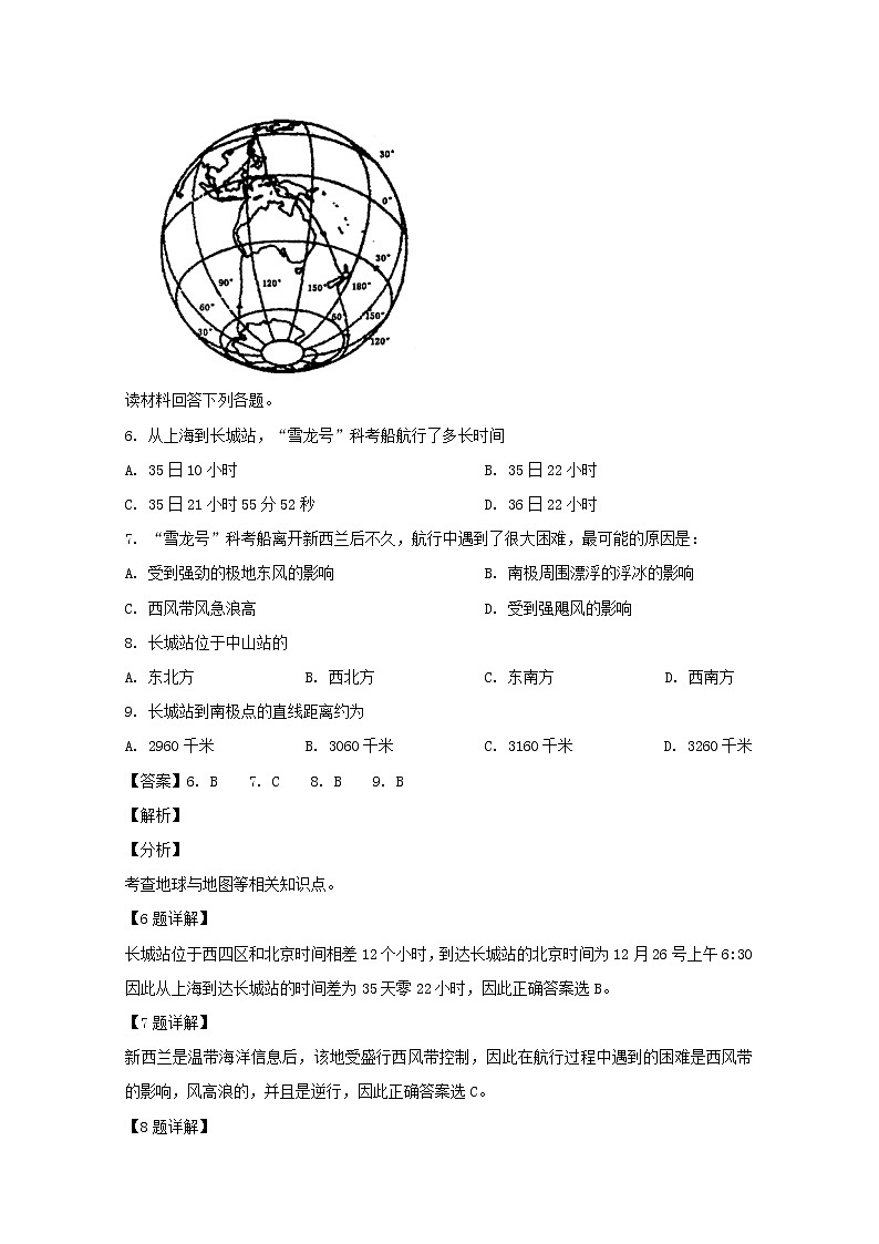 2018-2019学年安徽省六安市舒城中学高二下学期第二次月考地理试题 解析版03