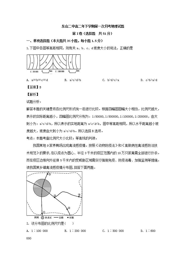 2018-2019学年福建省东山县第二中学高二下学期第一次月考地理试题 解析版01