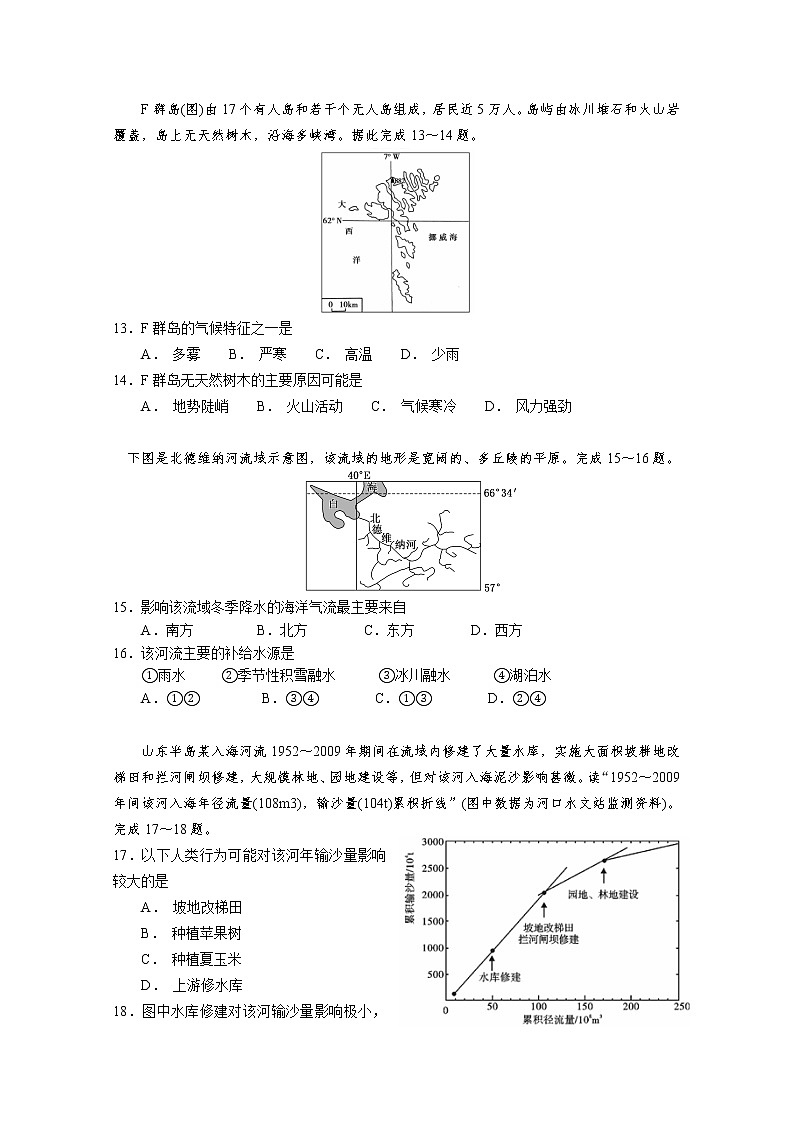 2018-2019学年广东省汕头市金山中学高二下学期第一次月考试题 地理 Word版03