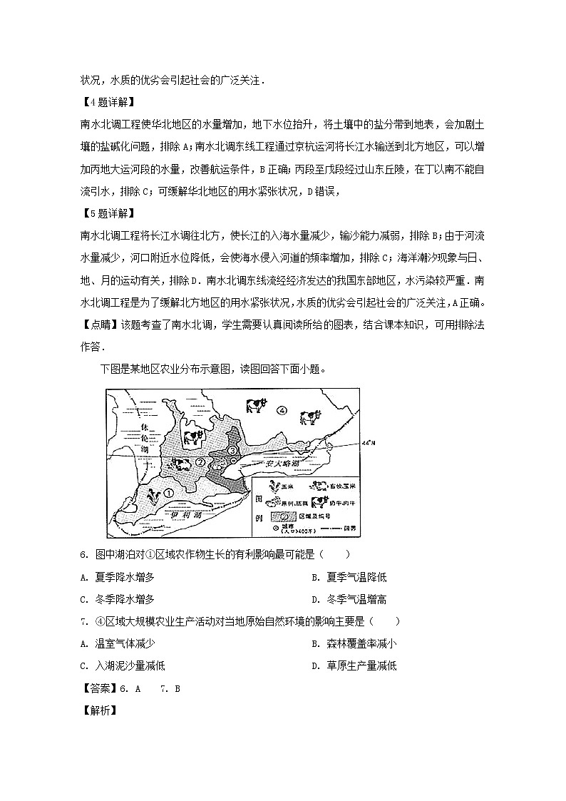 2018-2019学年安徽省滁州市定远县育才学校高二（普通班）下学期第一次月考地理试题 解析版03