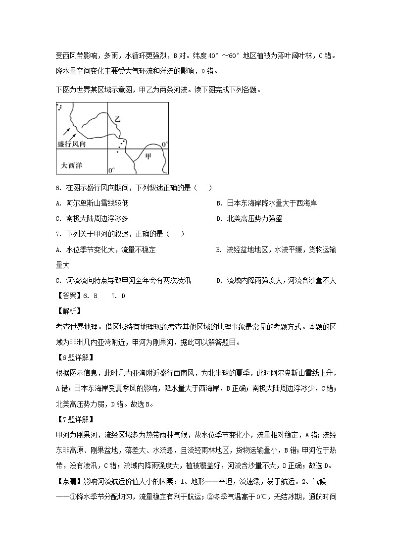 2018-2019学年安徽省郎溪中学高二下学期第一次月考地理试题 解析版03