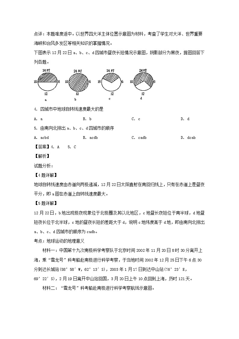 2018-2019学年安徽省六安市舒城中学高二下学期第二次月考地理试题 解析版02