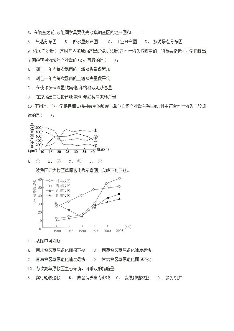 2018-2019学年辽宁省沈阳铁路实验中学高二12月月考地理试题  Word版03