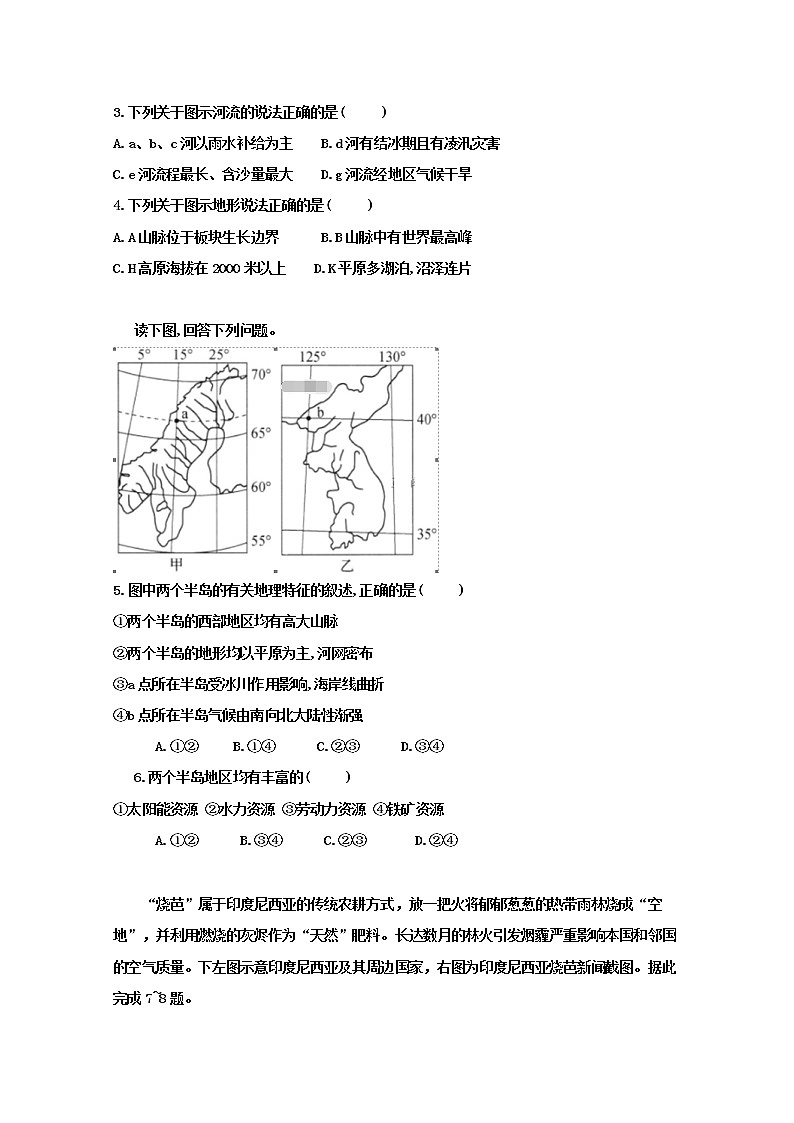 2018-2019学年内蒙古杭锦后旗奋斗中学高二上学期第二次（12月）月考地理试题 Word版第2页