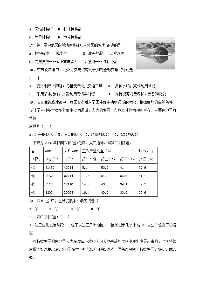 2018-2019学年山东省微山县第二中学高二上学期第一次月考地理试题 解析版03