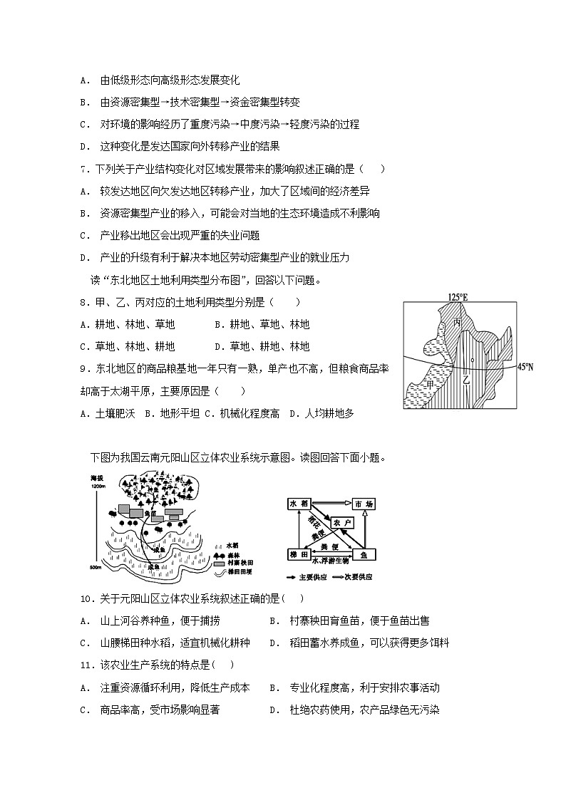 2018-2019学年山东省微山县第二中学高二上学期第三学段教学质量监测地理试题 Word版02