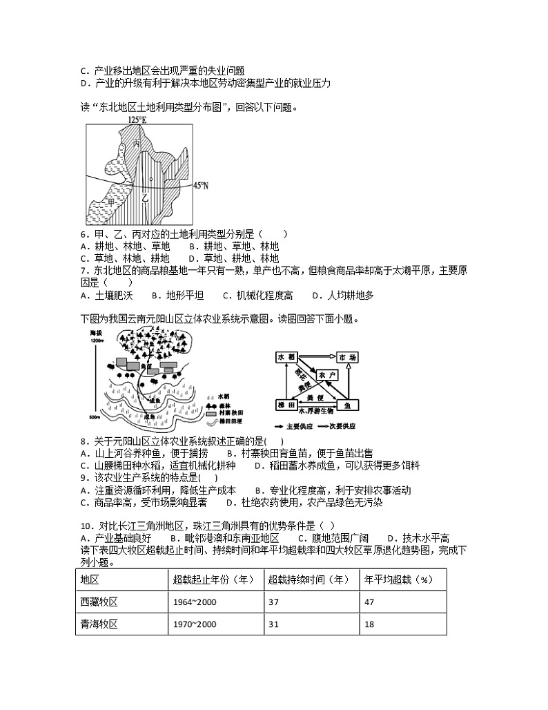 2018-2019学年山东省微山县第二中学高二上学期第三学段教学质量监测地理试题 解析版02